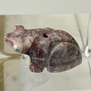Zuni Style Frog Fetish Bead Carved Stone Mini Native American Animal Figurine .9